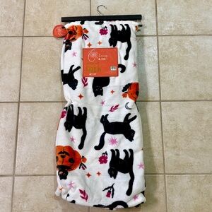 Halloween Fall Blanket Black Cats Jack O Lanterns Velvet 60” X 70”